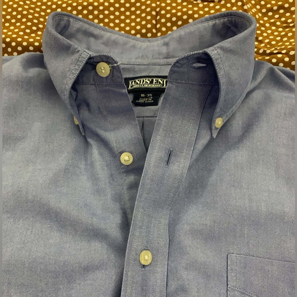 Lands’ End Ls Traditional Cotton Powder Blue Shirt